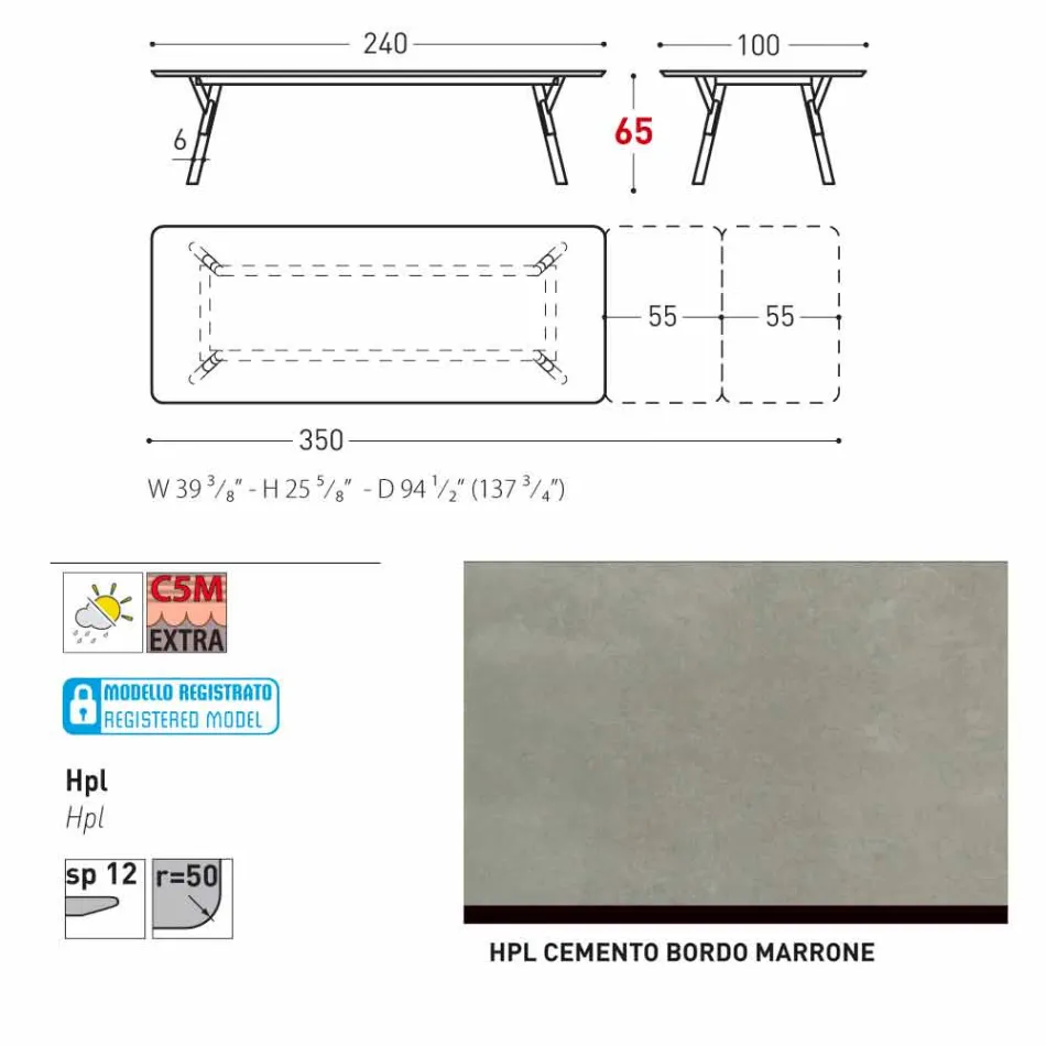 Varaschin Lien tableau H 65 cm jardin extensible jusqu'à 350 cm Viadurini