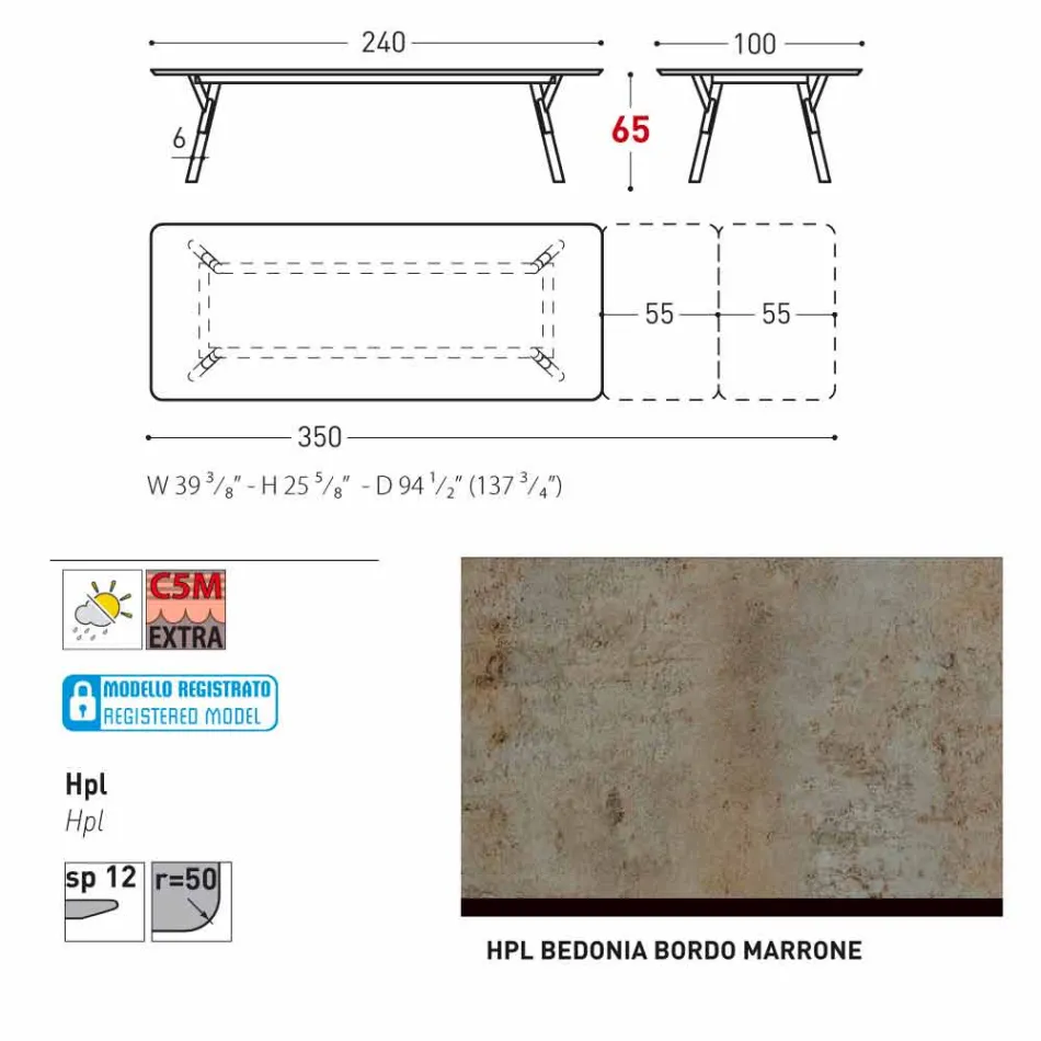 Varaschin Lien tableau H 65 cm jardin extensible jusqu'à 350 cm Viadurini