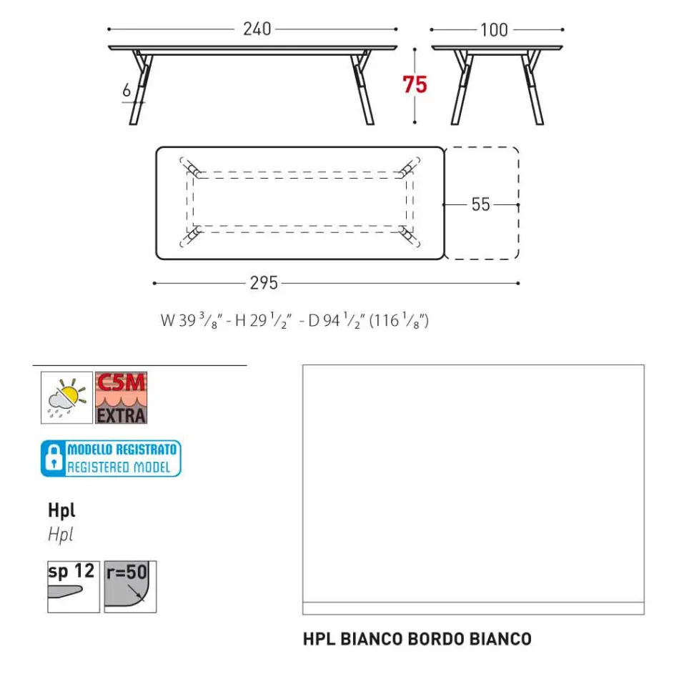 Varaschin Lien jardin table d'extension avec des pieds en teck, H75 cm Viadurini