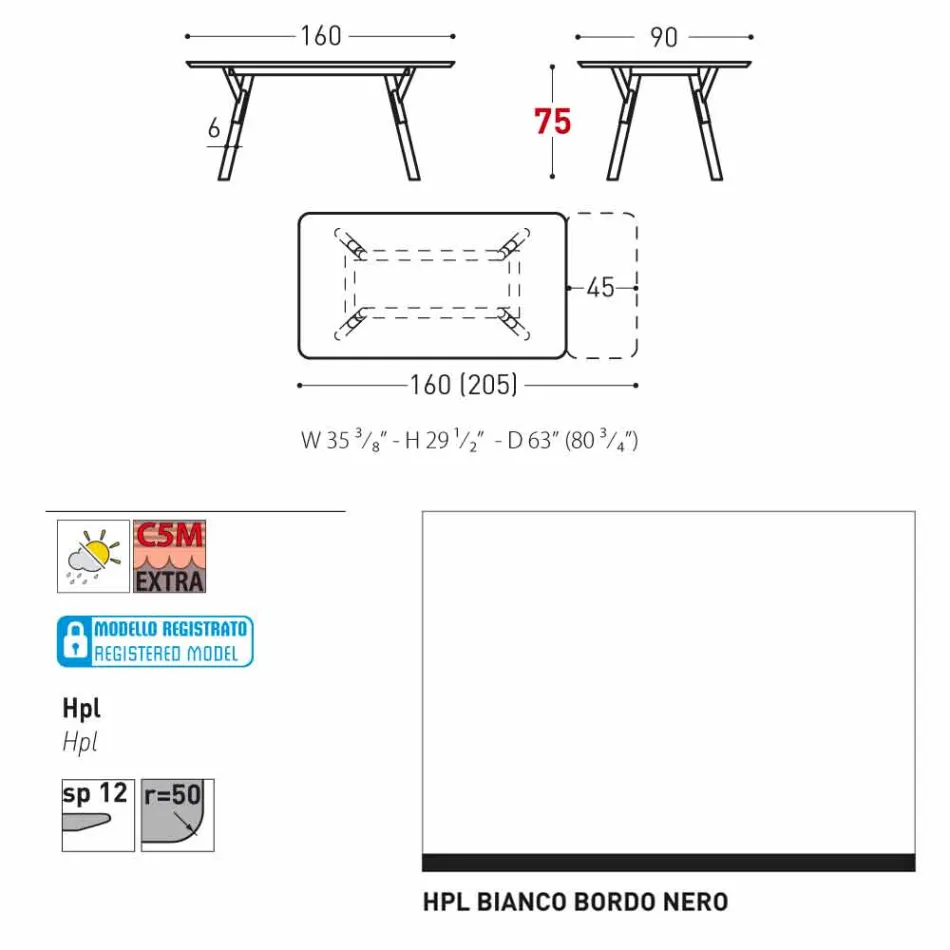 Varaschin Lien jardin table d'extension avec des pieds en teck, H75 cm Viadurini