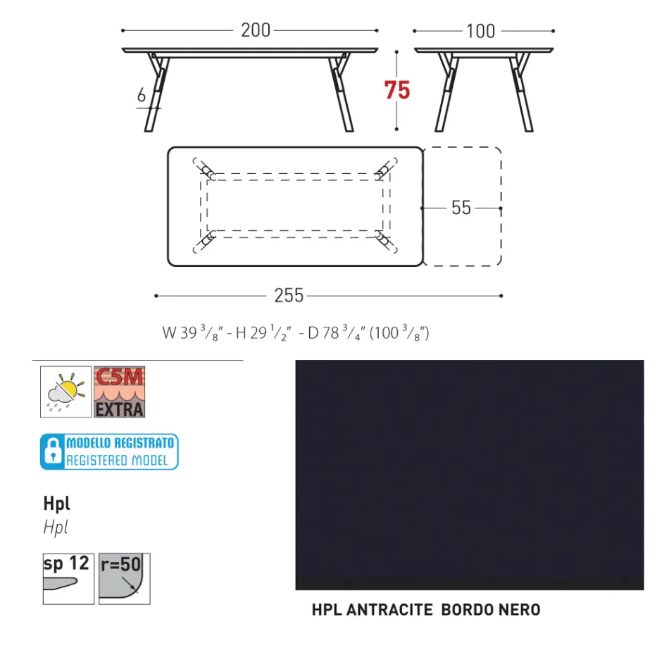 Table de jardin extensible au design moderne Varaschin Link, H 73,2 cm Viadurini