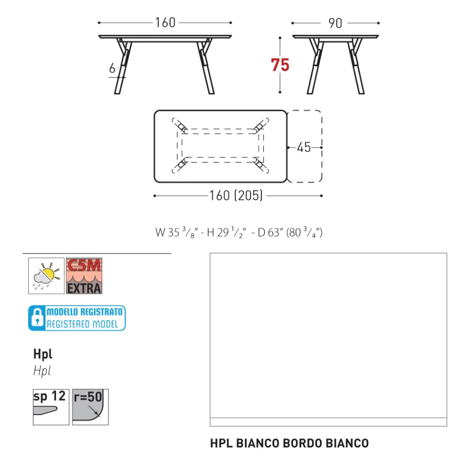 Table de jardin extensible au design moderne Varaschin Link, H 73,2 cm Viadurini