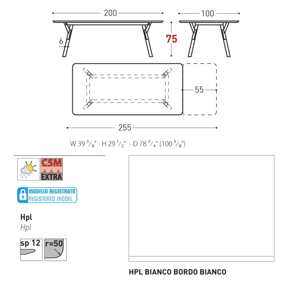 Table de jardin extensible au design moderne Varaschin Link, H 73,2 cm Viadurini