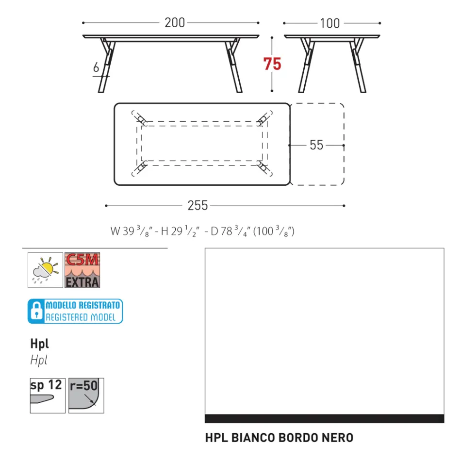 Table de jardin extensible au design moderne Varaschin Link, H 73,2 cm Viadurini