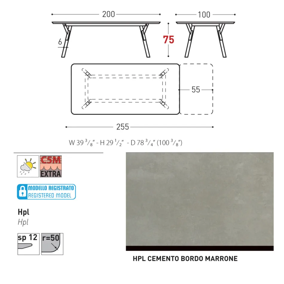 Table de jardin extensible au design moderne Varaschin Link, H 73,2 cm Viadurini