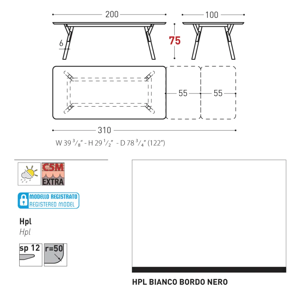 Table de jardin extensible au design moderne Varaschin Link, H 73,2 cm Viadurini