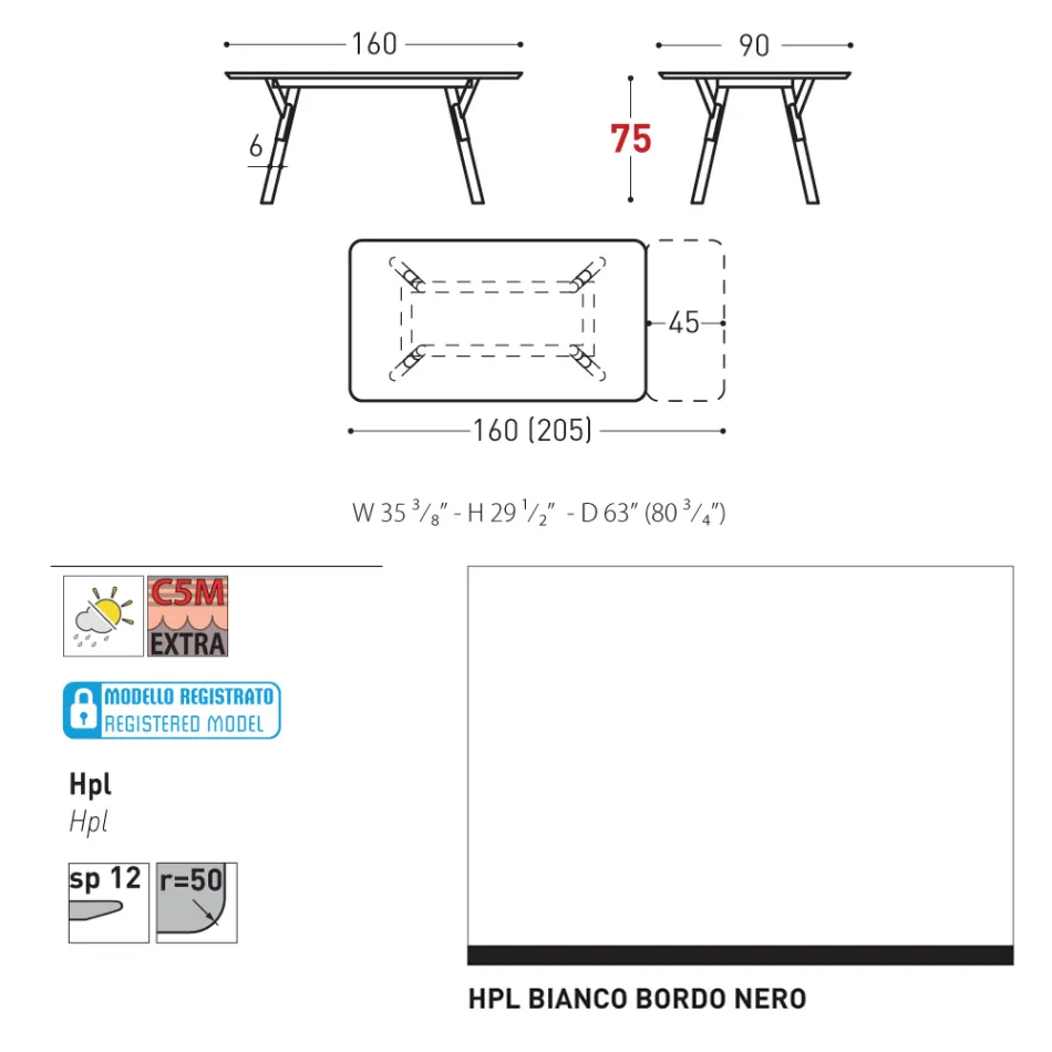 Table de jardin extensible au design moderne Varaschin Link, H 73,2 cm Viadurini