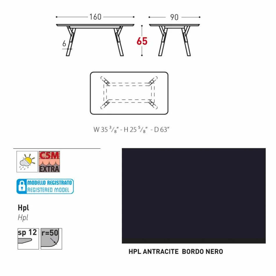 Varaschin Table de jardin Lien avec les jambes en bois de teck, H 65 cm Viadurini