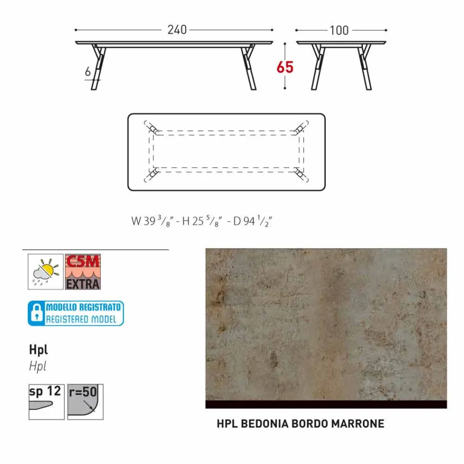 Varaschin Table de jardin Lien avec les jambes en bois de teck, H 65 cm Viadurini