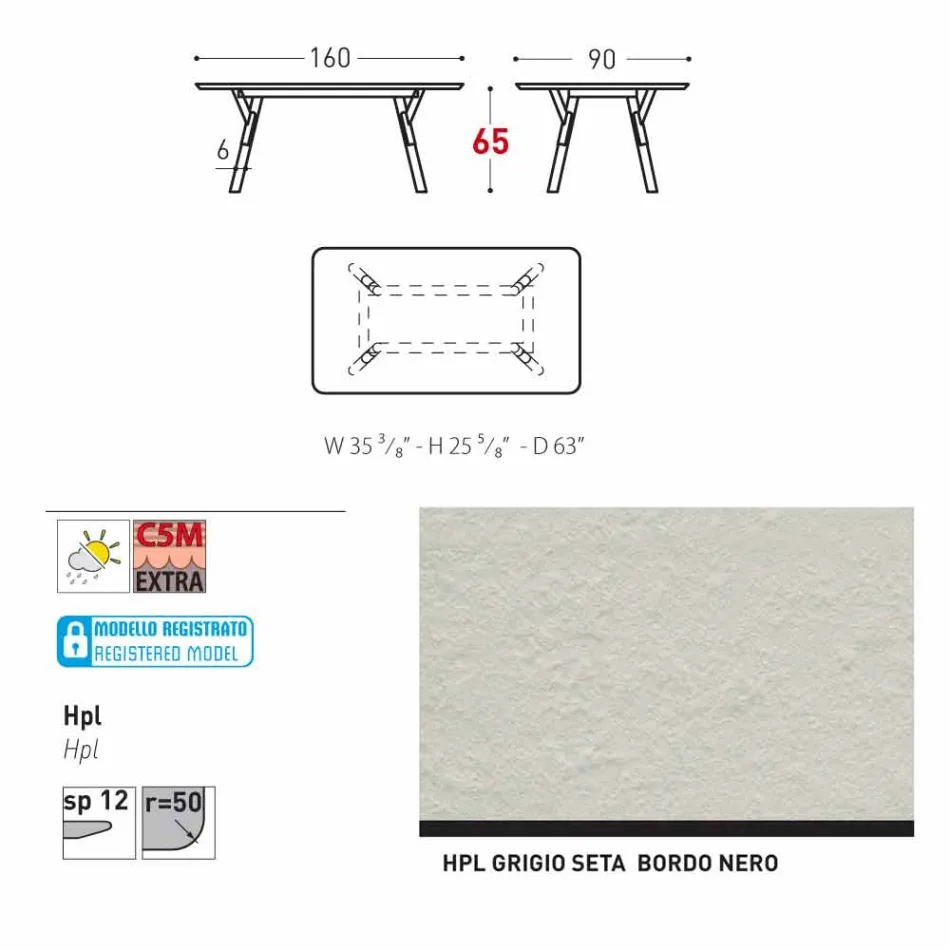 Varaschin Table de jardin Lien avec les jambes en bois de teck, H 65 cm Viadurini
