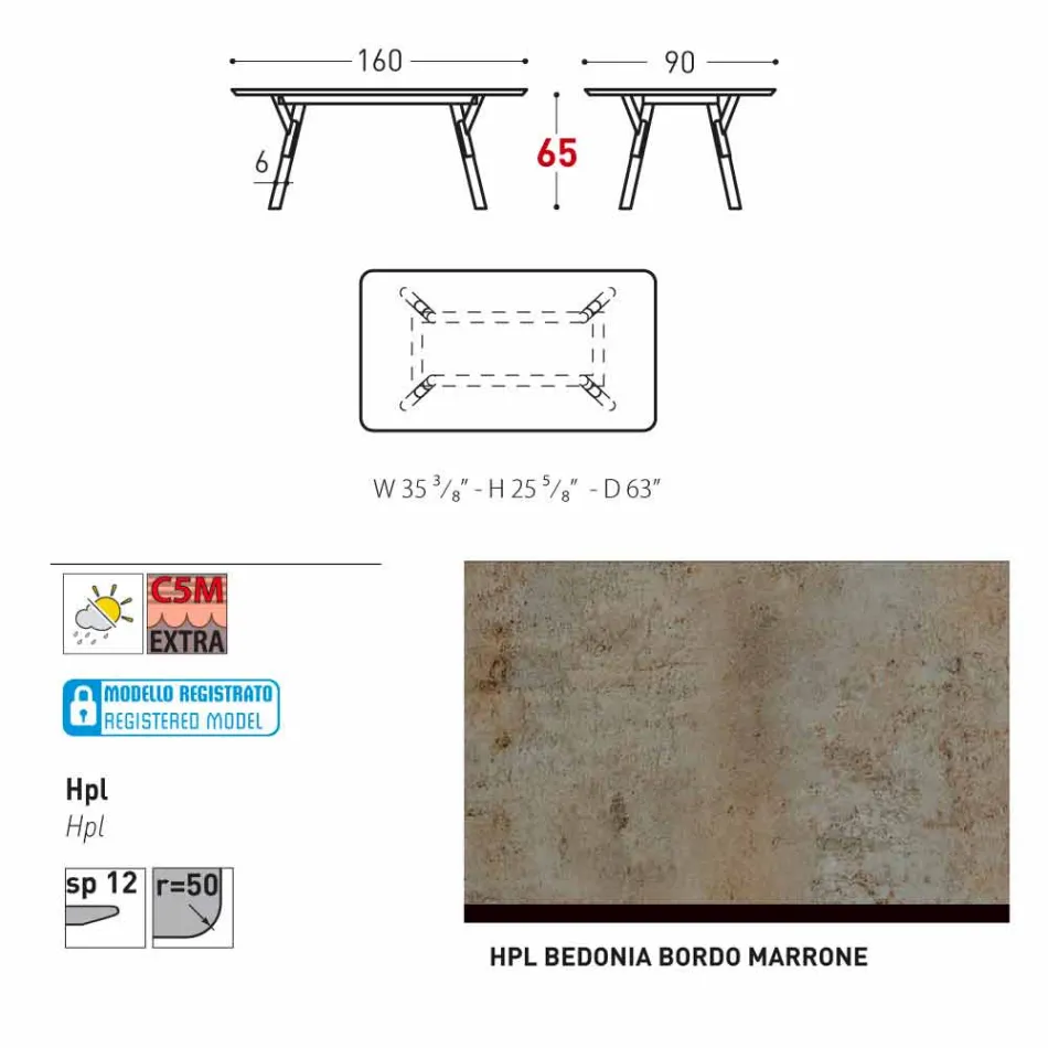 Varaschin Table de jardin Lien avec les jambes en bois de teck, H 65 cm Viadurini