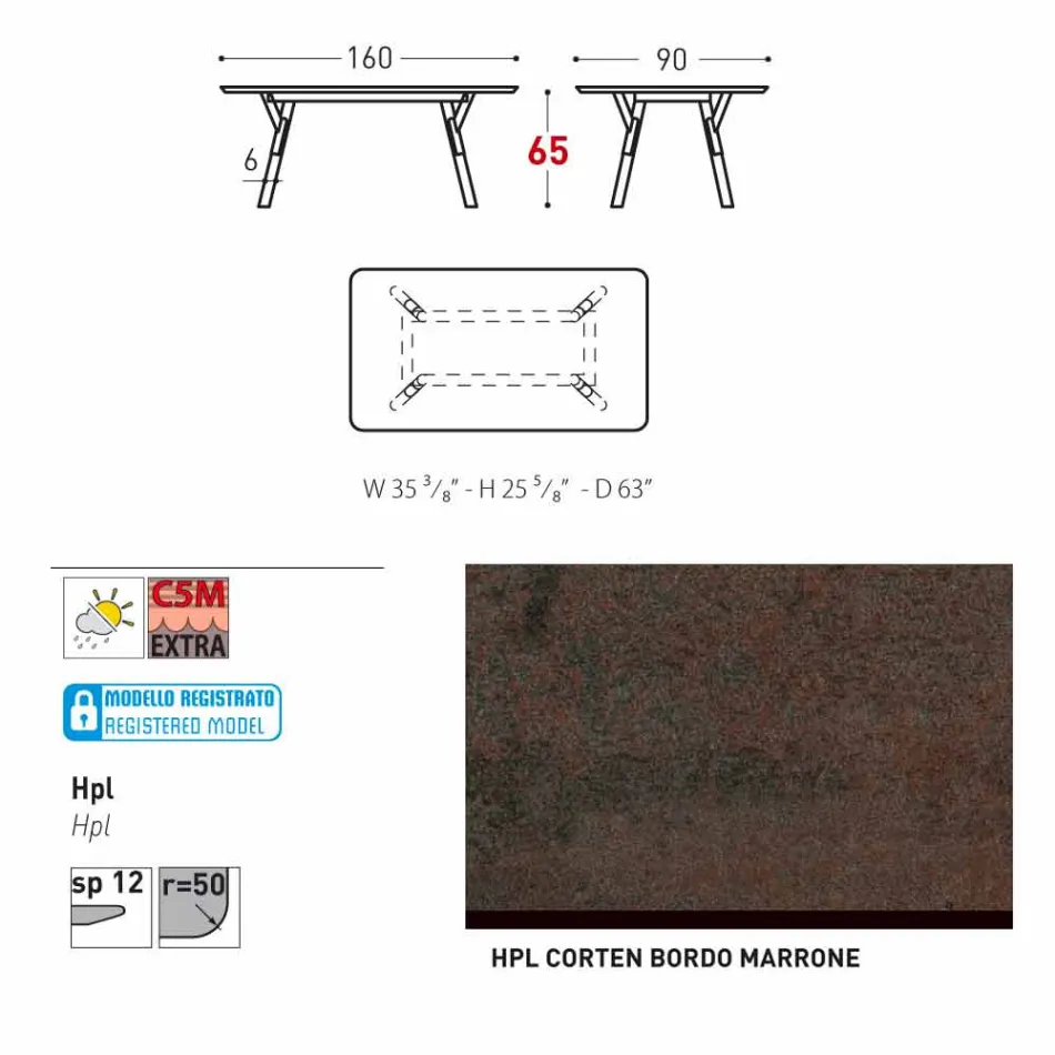 Varaschin Table de jardin Lien avec les jambes en bois de teck, H 65 cm Viadurini