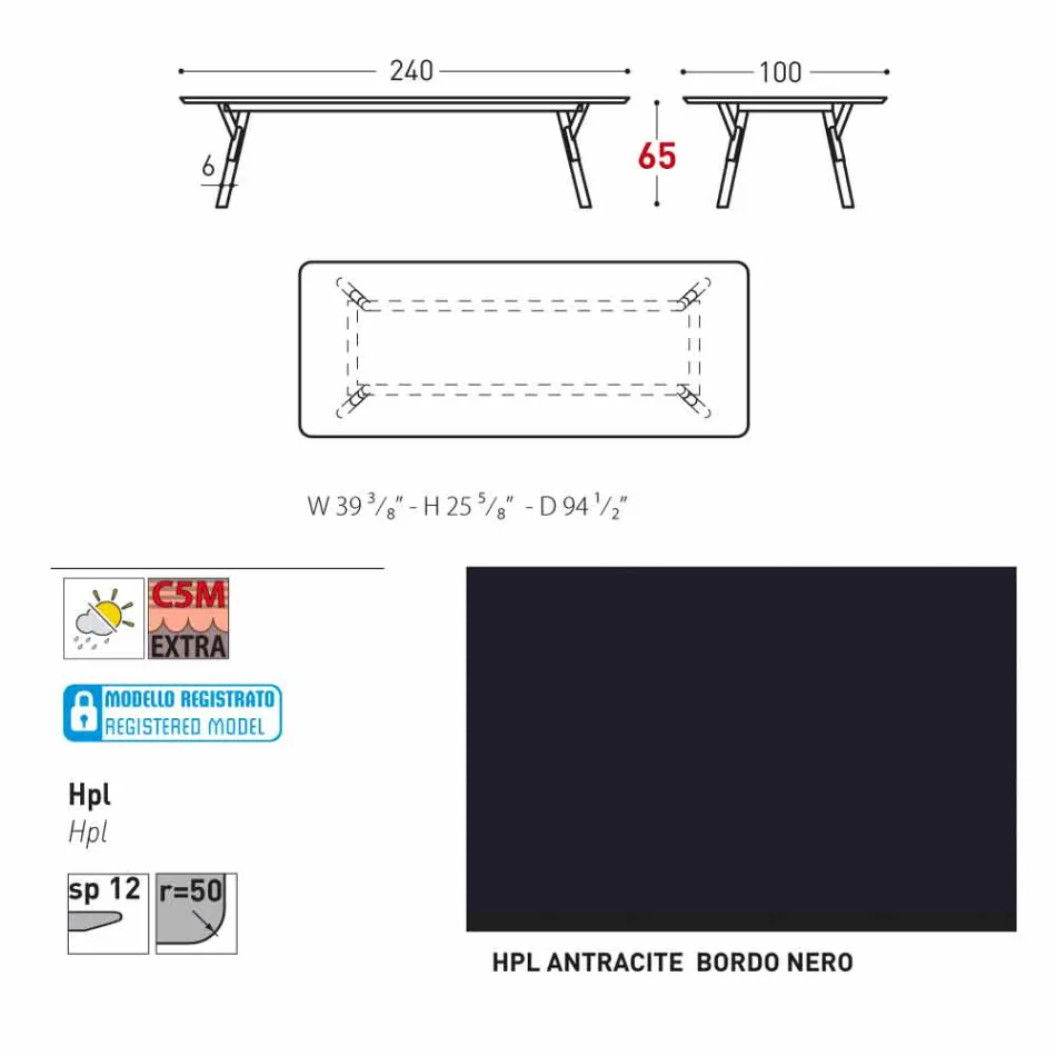 Varaschin Table de jardin Lien avec les jambes en bois de teck, H 65 cm Viadurini