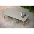 Varaschin Table de jardin Lien avec les jambes en bois de teck, H 75 cm Viadurini