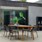 Varaschin Table de jardin Lien avec les jambes en bois de teck, H 75 cm Viadurini