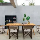 Varaschin table à manger Lien jardin bois de teck H 75 cm Viadurini