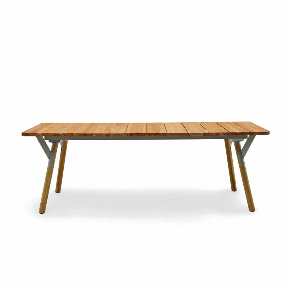 Varaschin table à manger Lien jardin bois de teck H 75 cm Viadurini