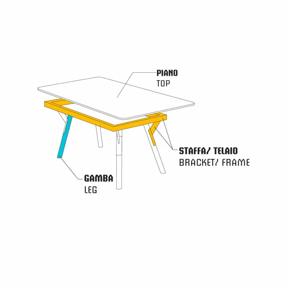 Varaschin Lien table fixe parmi H externes ou internes 65 cm Viadurini
