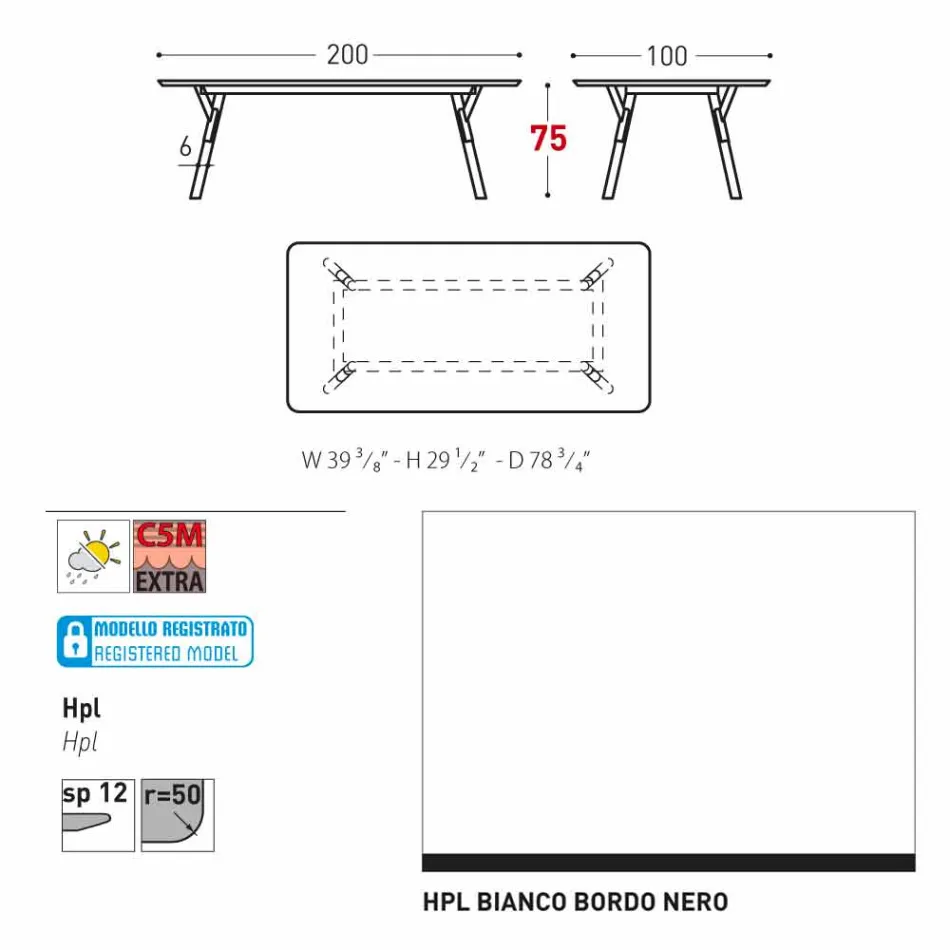 Varaschin Lien fixe jardin table à manger ou à l'intérieur H 75 cm Viadurini