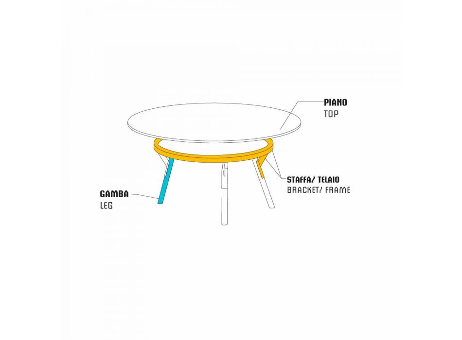 Varaschin Liens Table ronde pour le design moderne intérieur / extérieur, H 65 cm Viadurini