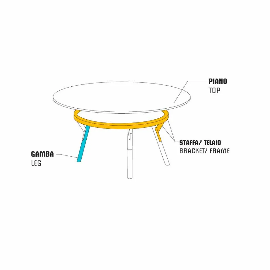 Varaschin Liens Table ronde pour le design moderne intérieur / extérieur, H 65 cm Viadurini