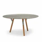 Varaschin liens table de jardin ronde avec pieds en teck, H 75cm Viadurini
