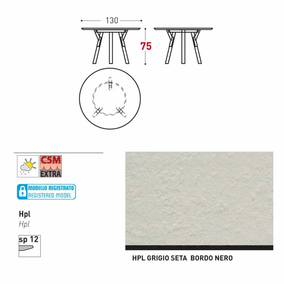 Varaschin Liens Table ronde de jardin design moderne, H 75 cm Viadurini