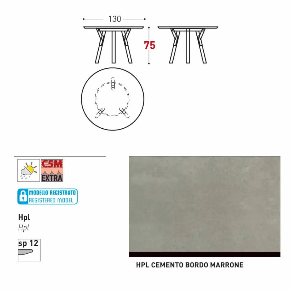 Varaschin Liens Table ronde de jardin design moderne, H 75 cm Viadurini