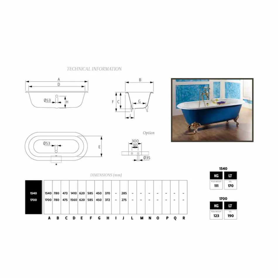 Baignoire fonte autoportante fer peint avec les pieds Diane Viadurini