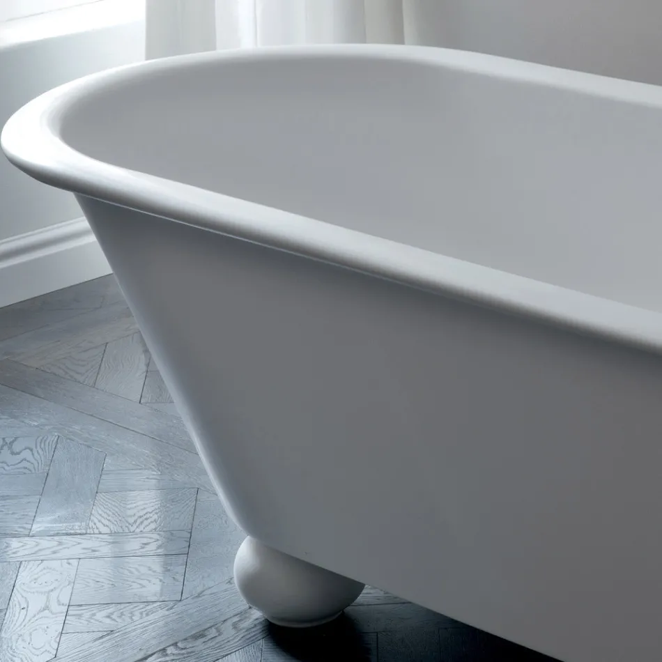 Baignoire Solid Surface Blanc Mat avec Pieds - Degrés Viadurini