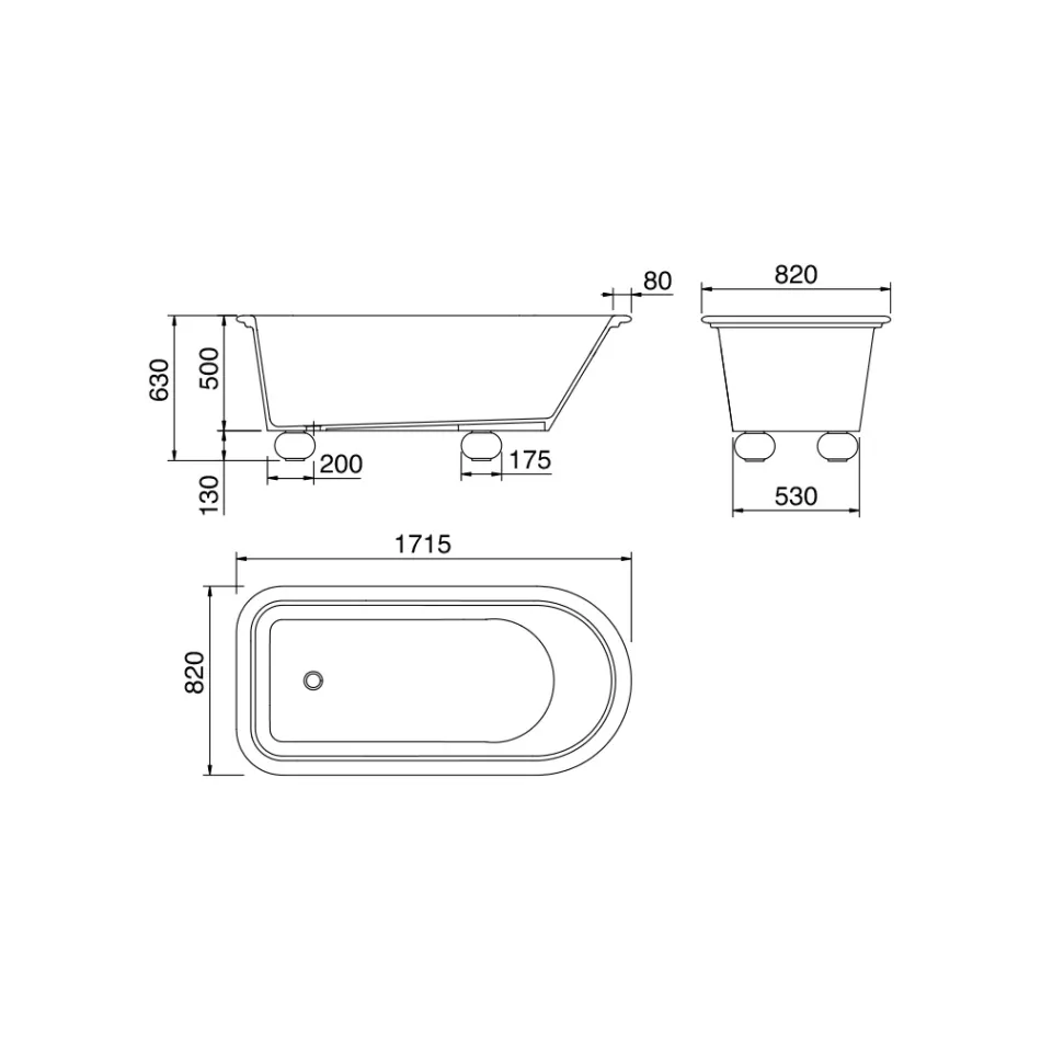 Baignoire Solid Surface Blanc Mat avec Pieds - Degrés Viadurini