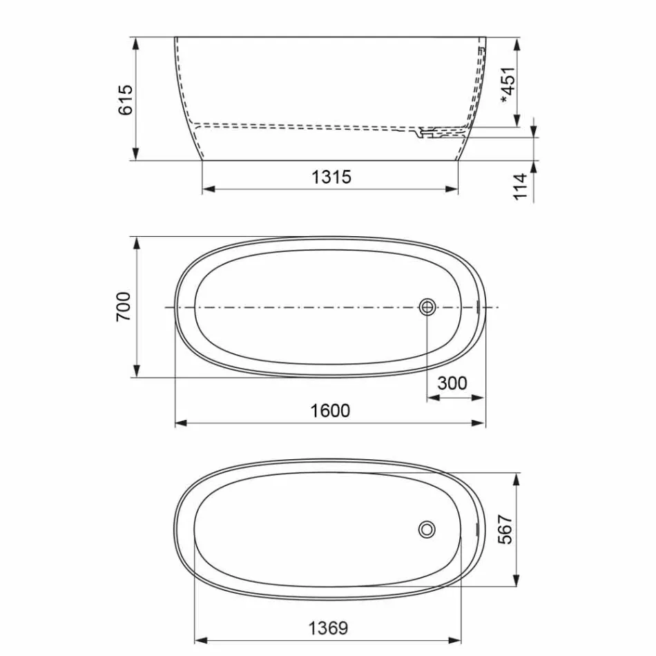 Baignoire À Poser, Design Solid Surface Glossy / Matte - Veil Viadurini