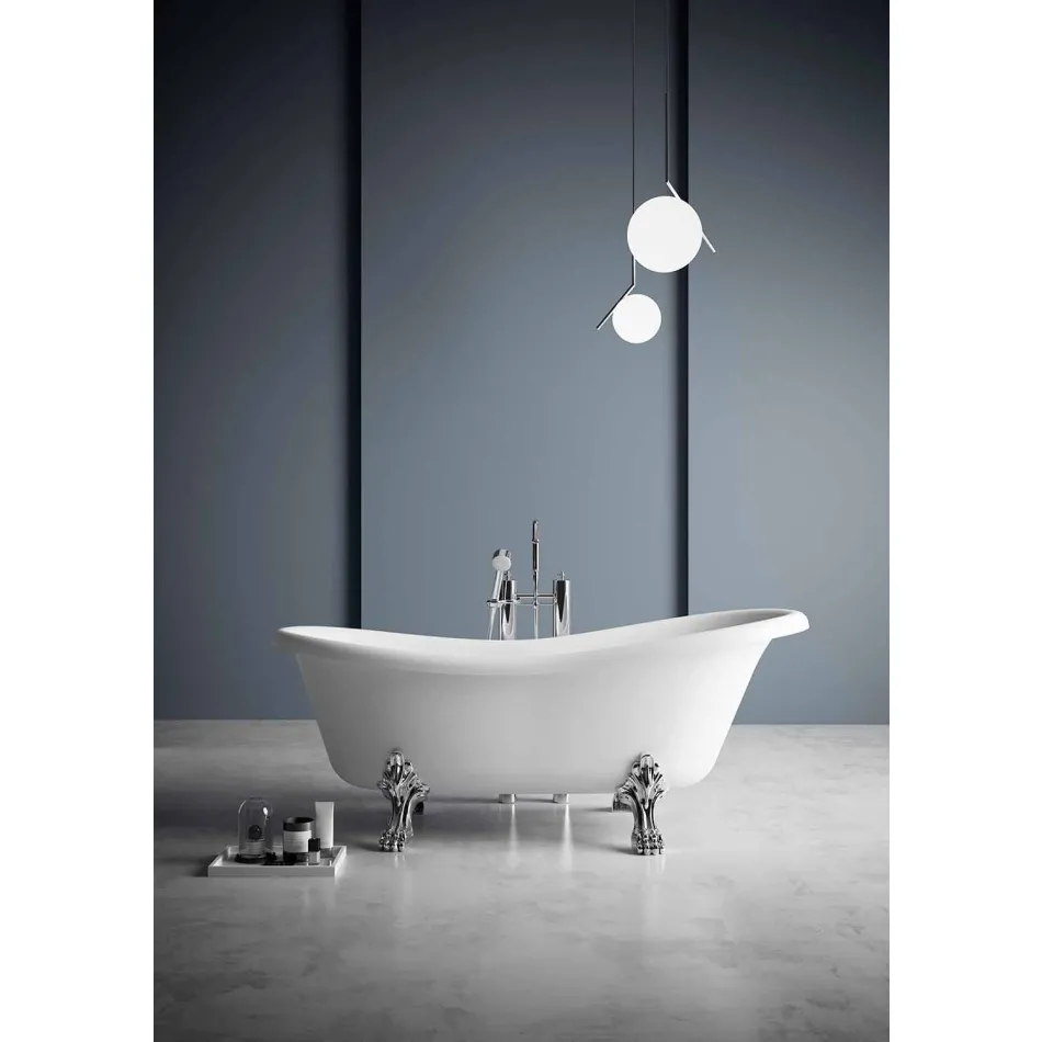 Baignoire À Poser, Design Victorien En Solid Surface - Rain Viadurini