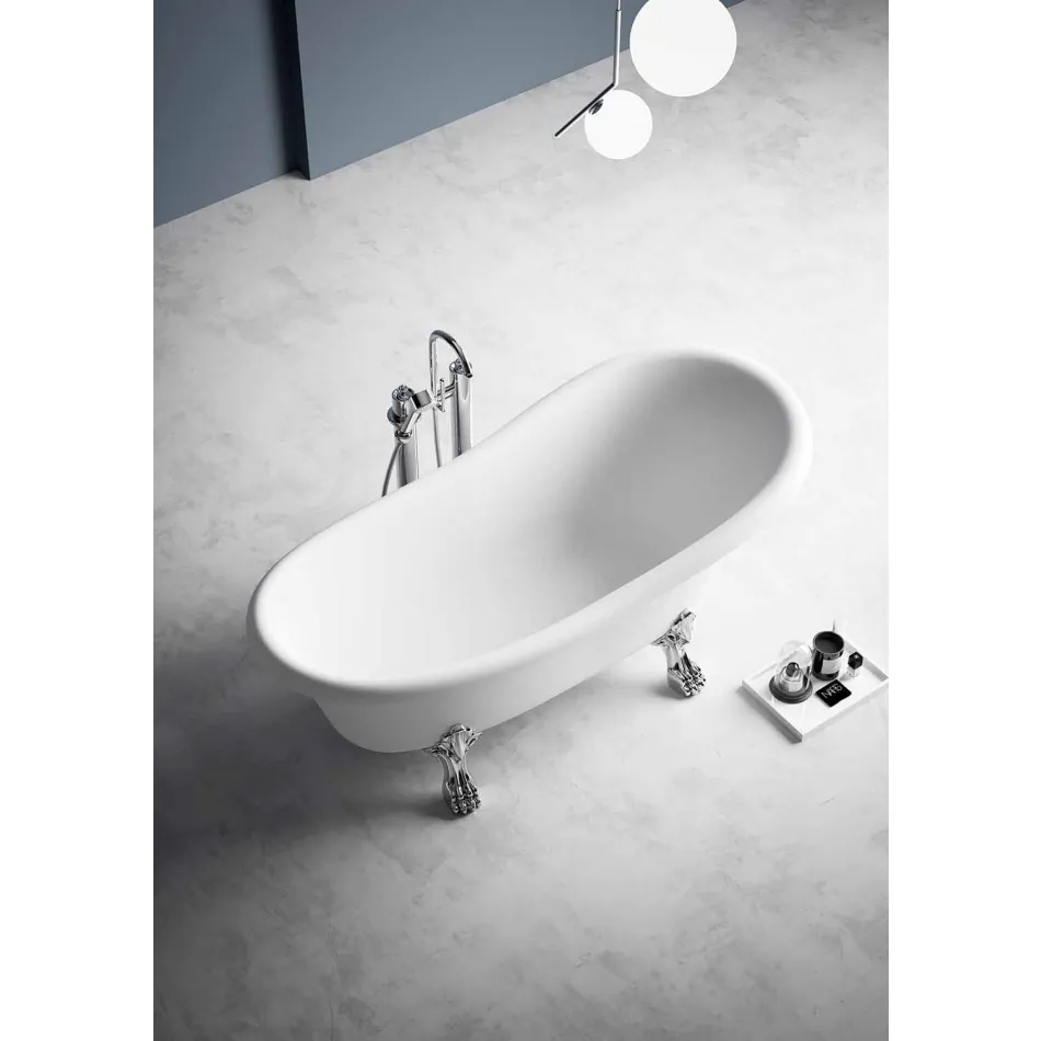 Baignoire À Poser, Design Victorien En Solid Surface - Rain Viadurini