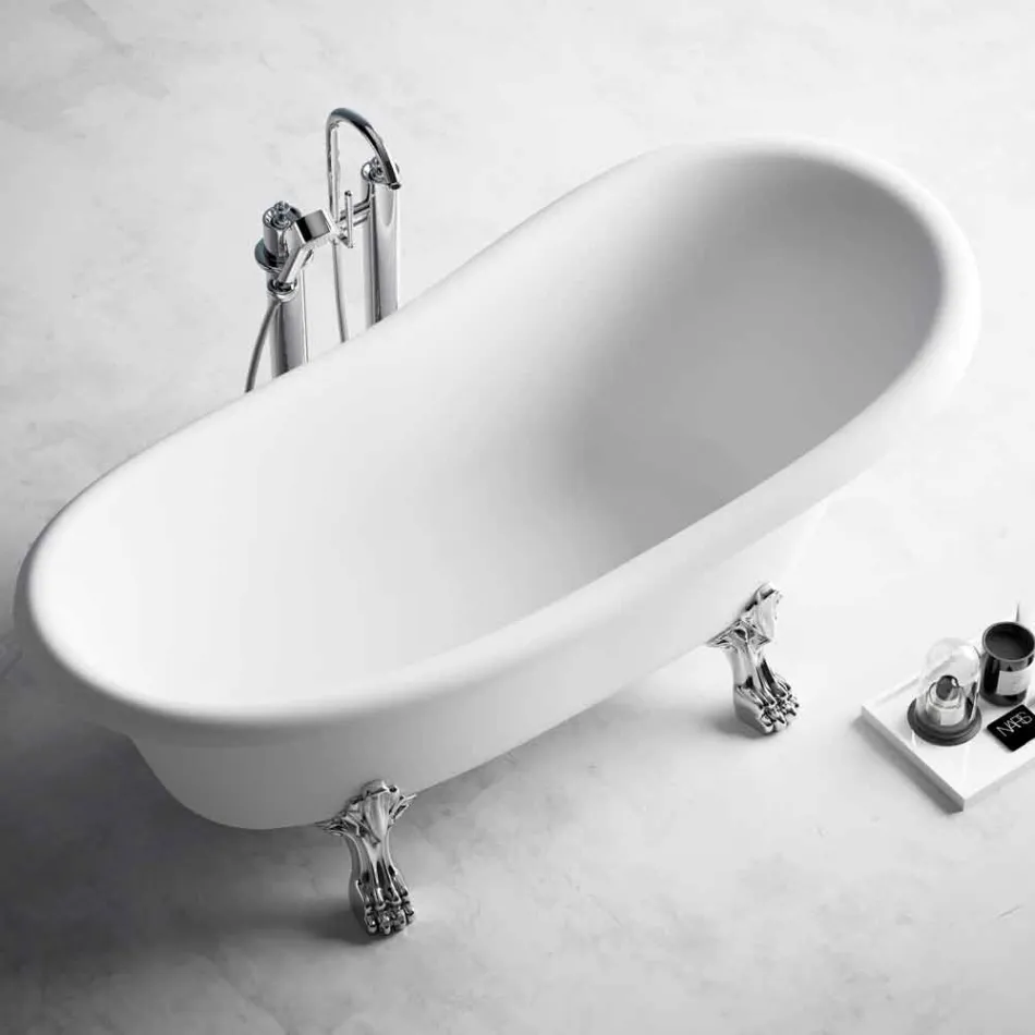 Baignoire À Poser, Design Victorien En Solid Surface - Rain Viadurini