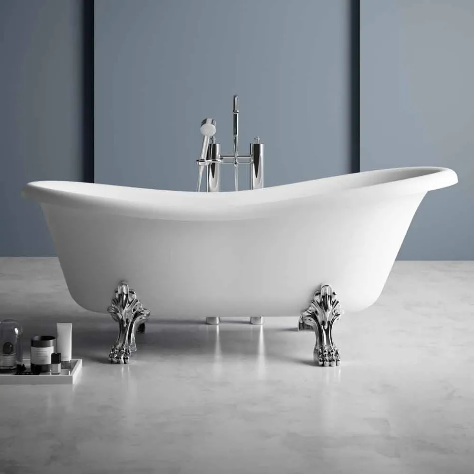 Baignoire À Poser, Design Victorien En Solid Surface - Rain Viadurini