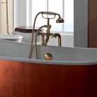 Autoportante baignoire avec feuille de cuivre en fonte de revêtement extérieur basse Viadurini
