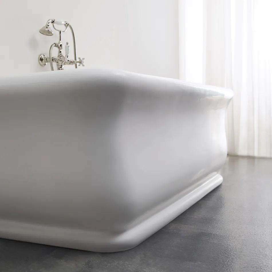 Baignoire Rectangulaire Solid Surface avec Soft Corners Made in Italy - Fulvio Viadurini