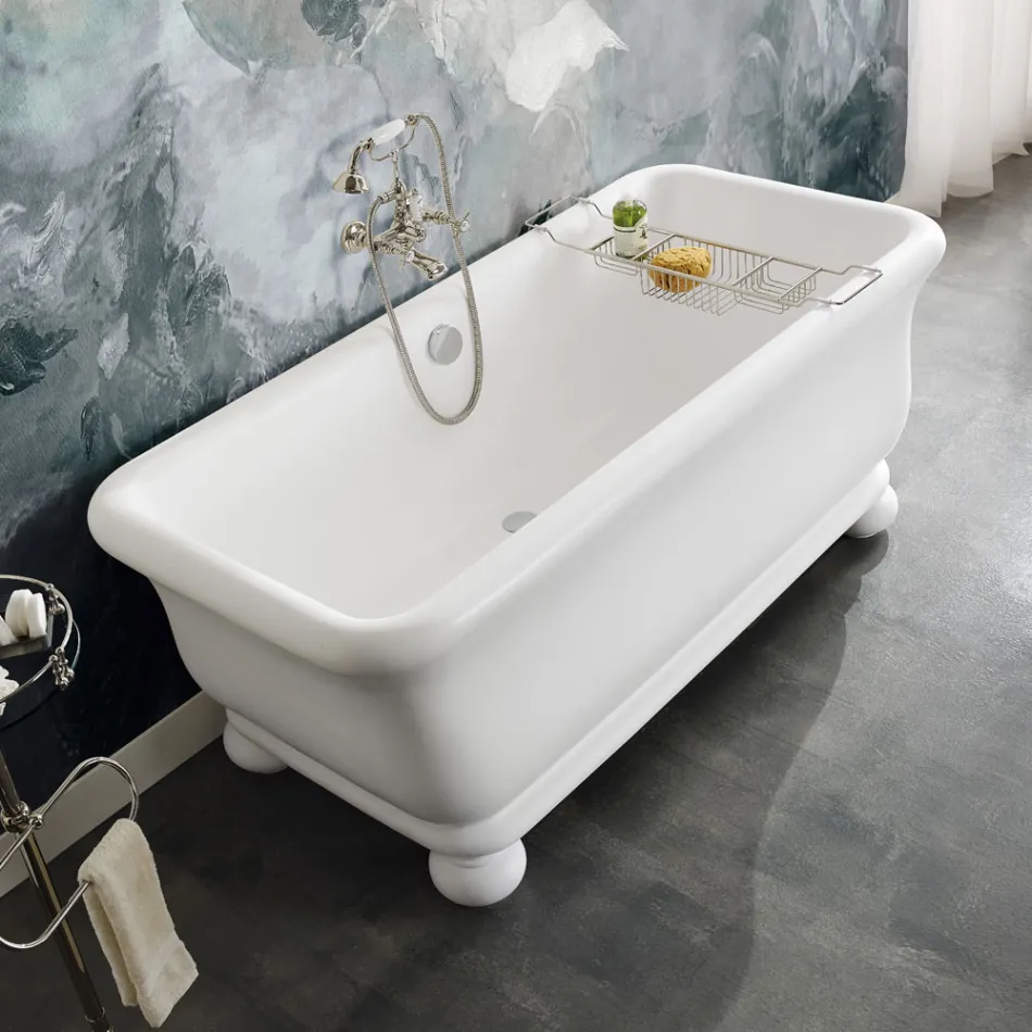 Baignoire Rectangulaire Solid Surface avec Soft Corners Made in Italy - Fulvio Viadurini
