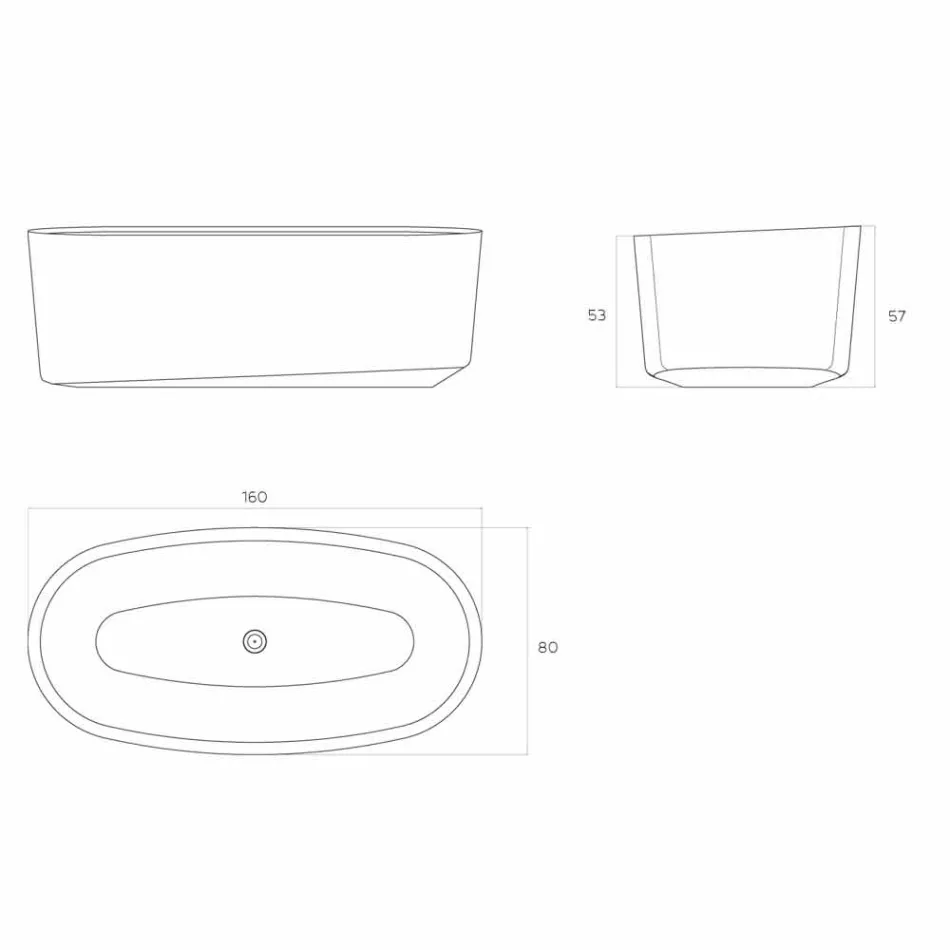 Baignoire design monobloc sur pied produite en Italie, Dongo Viadurini