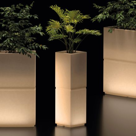 Lambo - Vase colonne lumineux d'extérieur en polyéthylène, fabriqué en Italie Viadurini