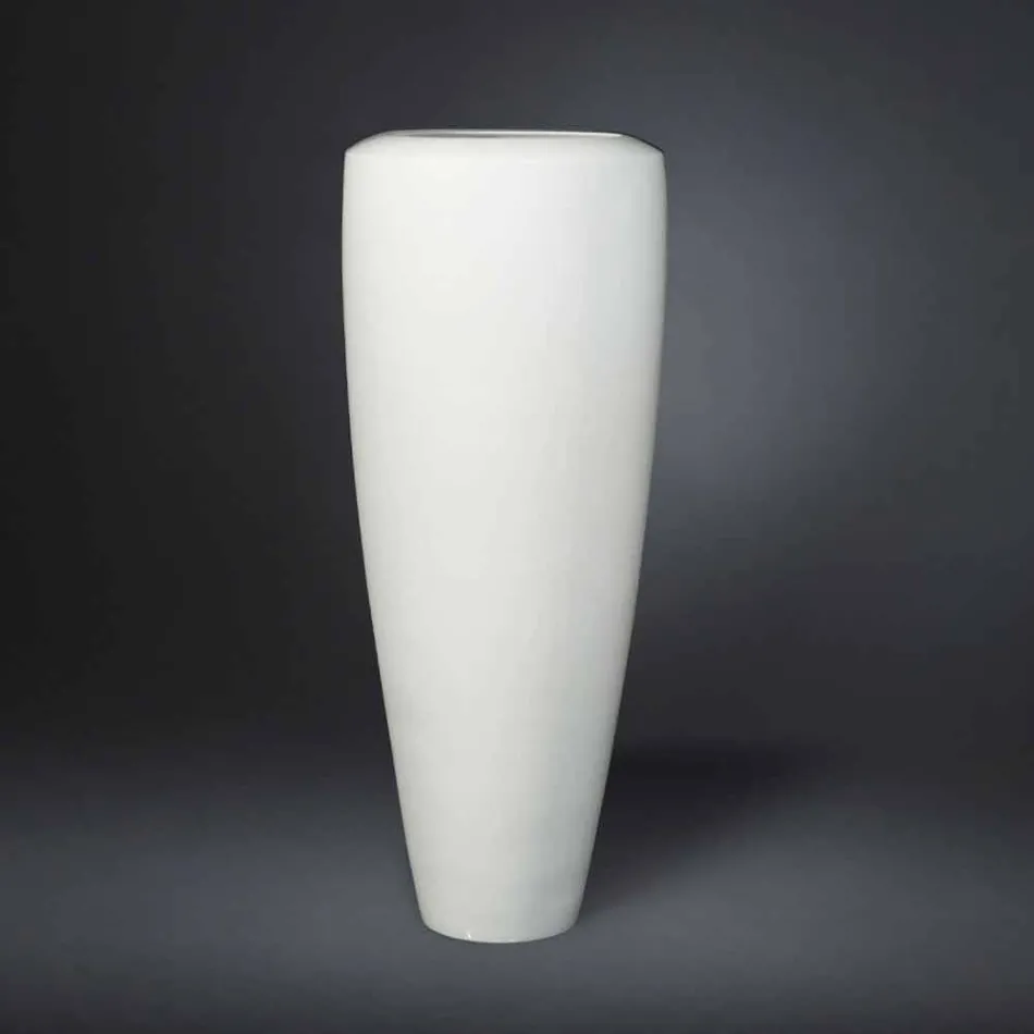 Grand Vase Artisan en Céramique Blanc Mat Fabriqué en Italie - Capuano Viadurini