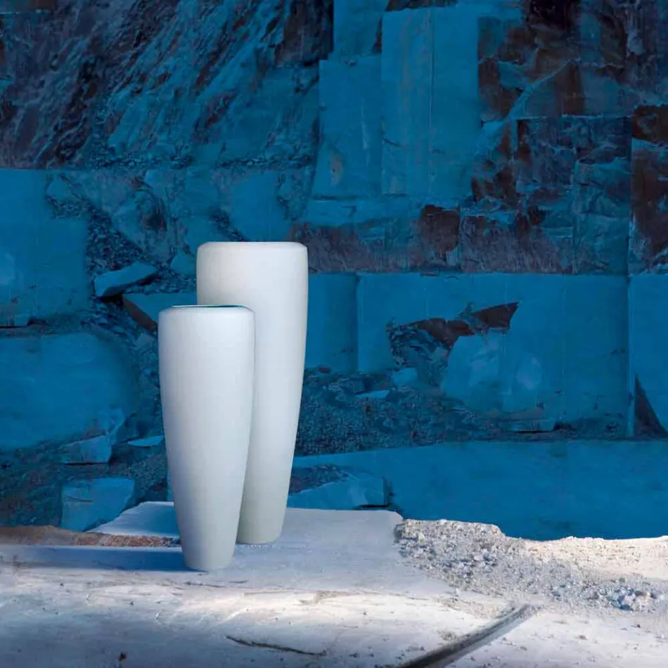 Grand Vase Artisan en Céramique Blanc Mat Fabriqué en Italie - Capuano Viadurini