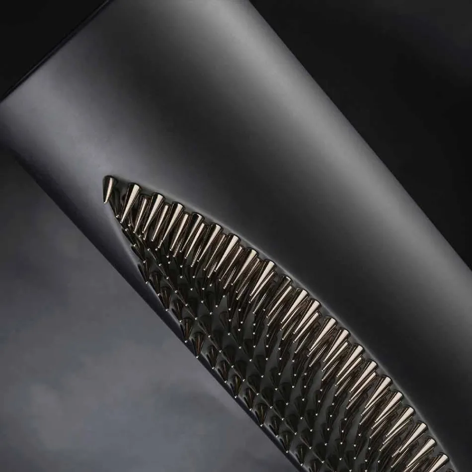 Grand Vase d'Intérieur en Céramique Noir Mat et Acier Fabriqué en Italie - Jesolo Viadurini