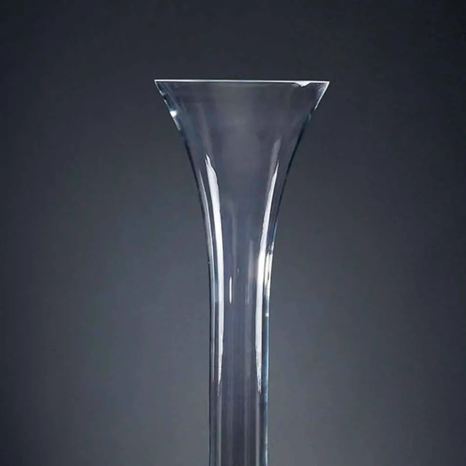 Grand Vase d'Intérieur en Verre Transparent et Blanc Fabriqué en Italie - Ludovico Viadurini