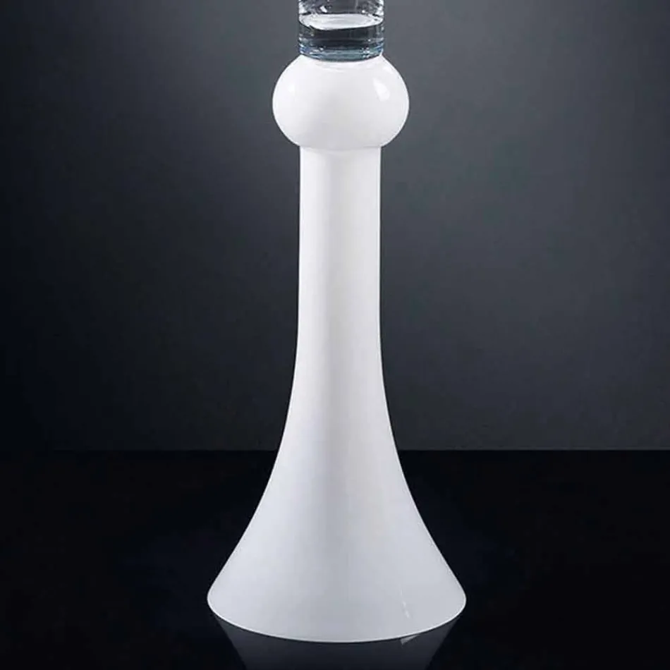 Grand Vase d'Intérieur en Verre Transparent et Blanc Fabriqué en Italie - Ludovico Viadurini