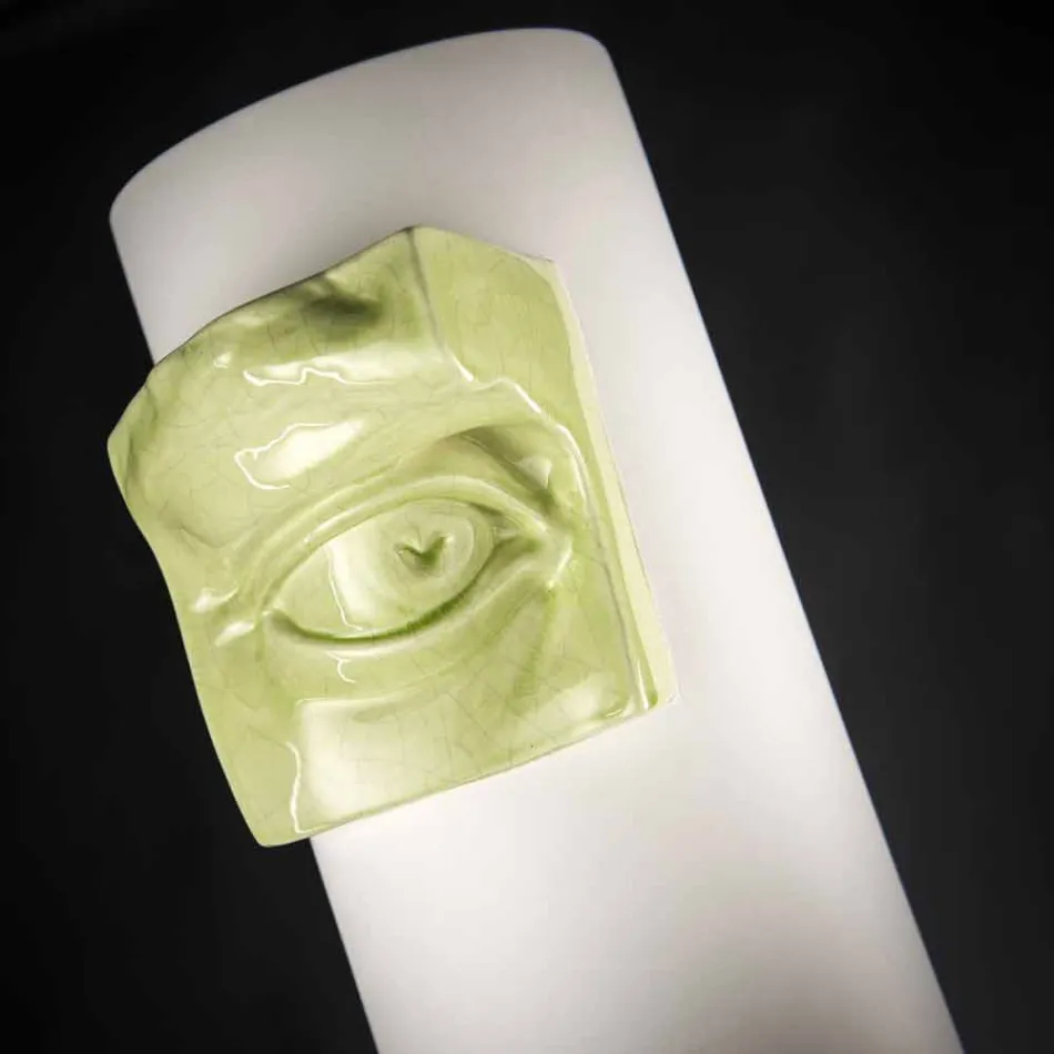 Grand Vase en Céramique Blanche avec Détails Colorés Fabriqué en Italie - Monte Viadurini