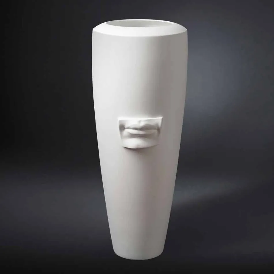 Grand Vase en Céramique Blanche Fait à la Main avec Décoration Made in Italy - Capuano Viadurini
