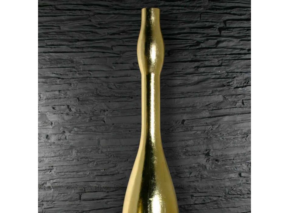 Grand vase moderne en résine finition feuille d'or ou d'argent fabriqué en Italie - Quartz Viadurini