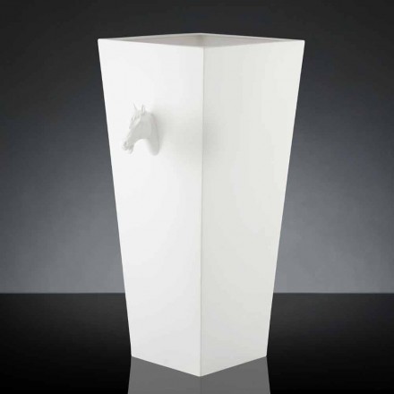 Grand vase d'intérieur en céramique blanche fait à la main en Italie - Jacky Viadurini